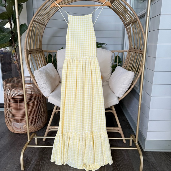 American Eagle Outfitters Yellow Check Midi Dress - Picture 2 of 9
